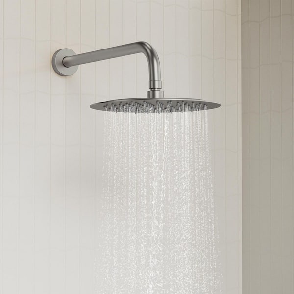 2-Spray Patterns Round 10 in. Wall Mount Dual Shower Heads with Handheld in Brushed Nickel