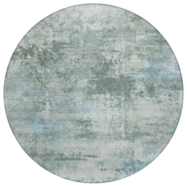 Chantille Machine Washable Indoor/Outdoor Abstract ACN2370 Sage 8 ft. x 8 ft. Round Rug