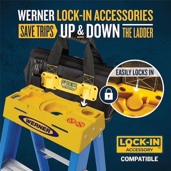 Werner - 8 ft. Fiberglass Step Ladder (12 ft. Reach Height) with 250 lb. Load Capacity Type I Duty Rating
