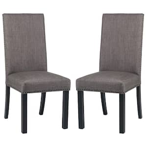 Gray Fabric Nailhead Trim Dining Chair (Set of 2)