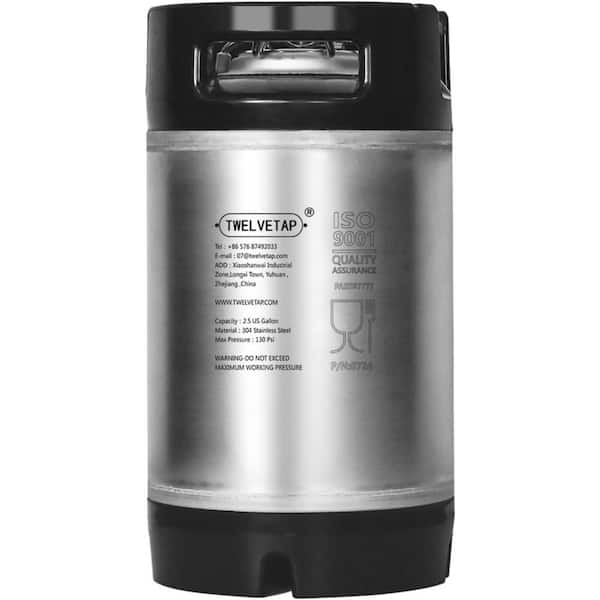 Unbranded 2.5 Gal. Ball Lock Keg New Beer Keg Tank 304 Stainless Steel Coke Syrup Milk Soda Barrel Rubber Handle Bucket Ball Lock