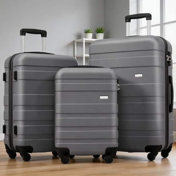 LIVACA 3-Piece Gray ABS Plastic Hardshell Lightweight Durable