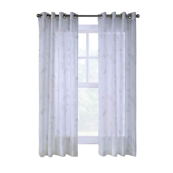 Habitat Triston White Polyester Smooth 50 in. W x 63 in. L Grommet Indoor Light Filtering Curtain (Single-Panel)
