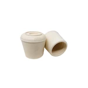 1-1/4 in. Off-White Rubber Leg Caps for Table, Chair, and Furniture Leg Floor Protection (2-Pack)