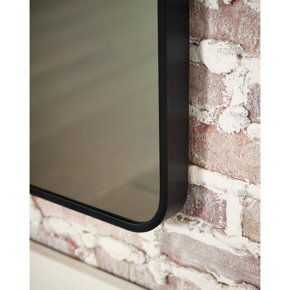 Black Metal Rectangular Transitional Floor Mirror