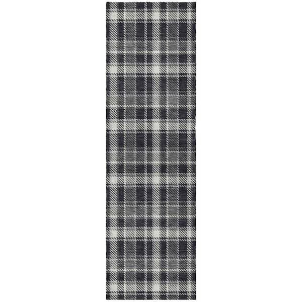 Dream Shag Premium Machine Washable Abstract ADS563 Black 2 ft. x 7 ft. Runner Rug