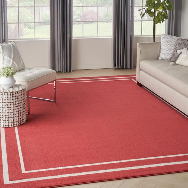 Essentials Brick/Ivory 8 ft. x 10 ft. Solid Contemporary Indoor/Outdoor Area Rug
