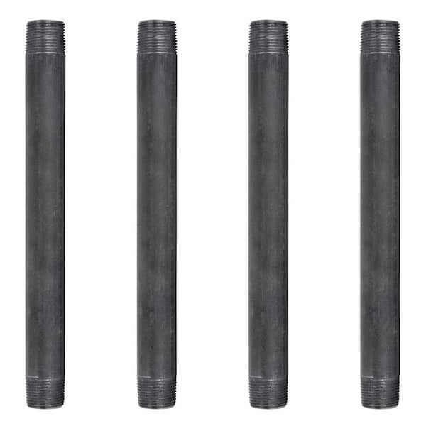 PIPE DECOR 3/4 in. x 10 in. Black Industrial Steel Grey Plumbing Nipple (4-Pack)