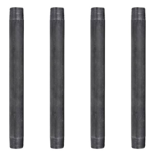 3/4 in. x 10 in. Black Industrial Steel Grey Plumbing Nipple (4-Pack)
