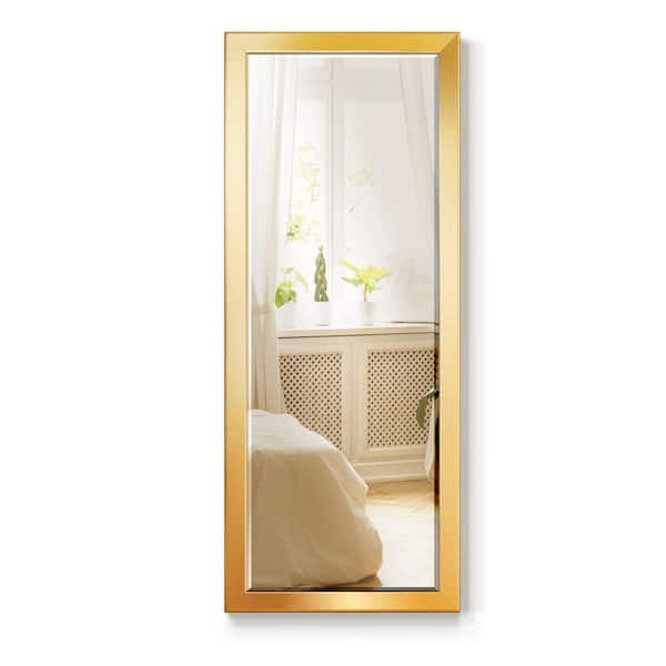 Wexford Home 25 in. W x 61 in. H Framed Rectangle Beveled Edge Wood Full Length Mirror in Solid Gold