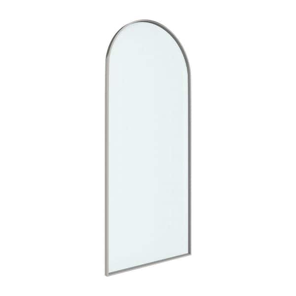 34 in.-34 in. W x 78 in. H Fixed Framed Curved Shower Door in Brushed Nickel with Fluted Glass and Easy-Clean Coating