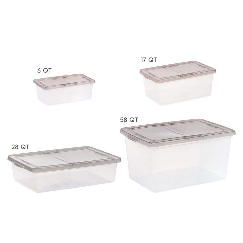 Clear Stackable Plastic Underbed Storage Box with Snap Lid