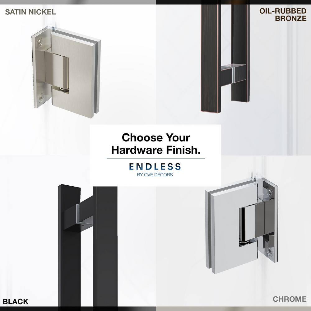 Tampa-Pro 33" Satin Nickel Frameless Corner Shower Enclosure with Shelves