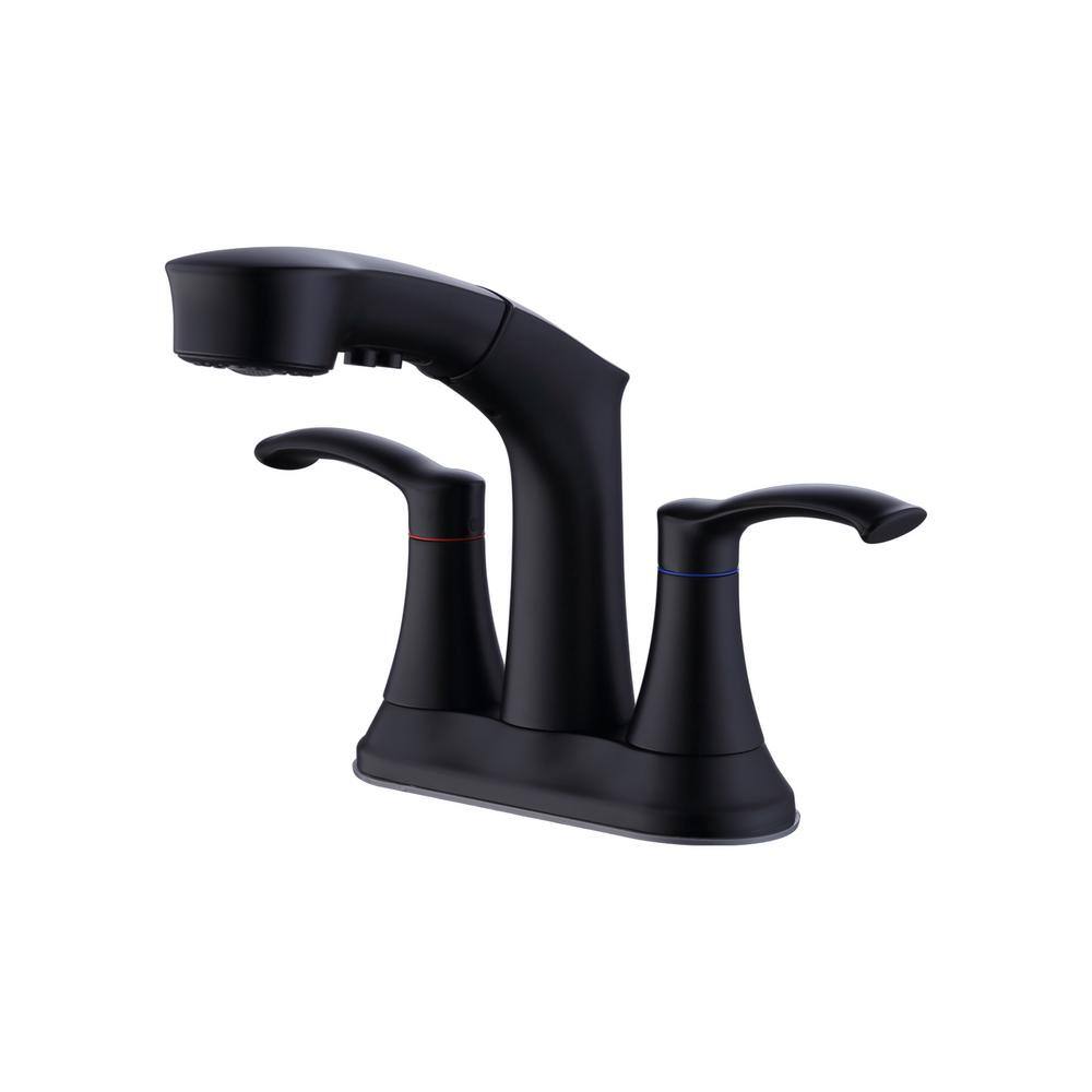4 in. Centerset 2-Handle Pull-Out Spout Bathroom Faucet with Pull Out Spray