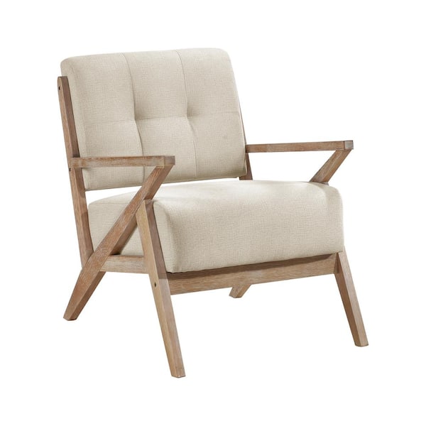 Lazzara Marra Sand Textured Upholstery Solid Wood Frame Accent Chair