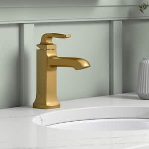 Rubicon Single Hole Single Handle Bathroom Faucet in Vibrant Brushed Modern Brass
