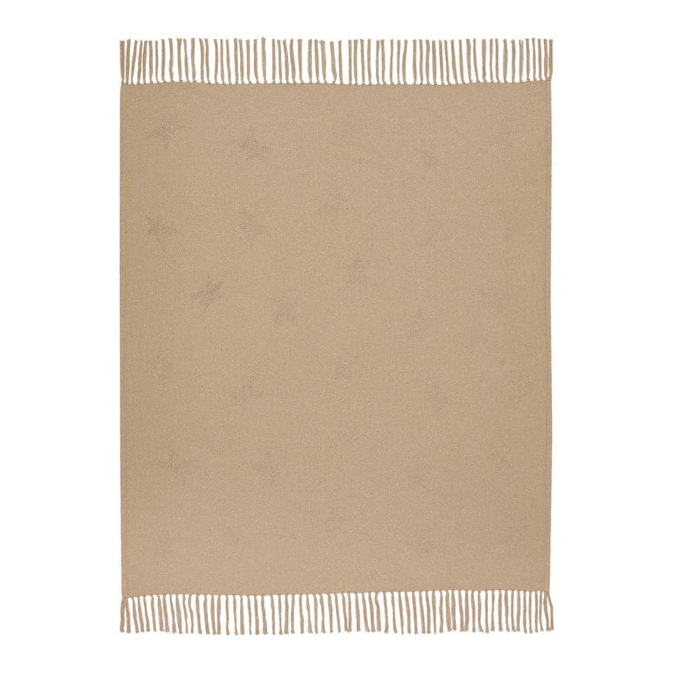 Star of Wonder Tan and Burgundy Cotton Woven Throw Blanket 50x60