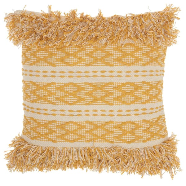 Mina Victory Lifestyles Mustard Yellow 20 in. x 20 in. Throw Pillow