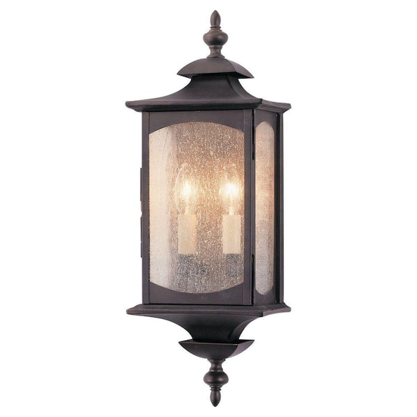 Generation Lighting Market Square 6.75 in. W 2-Light Oil Rubbed Bronze Outdoor 19 in. Wall Lantern Sconce