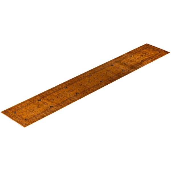 Overdyed Orange 2 ft. 7 in. x 16 ft. 8 in. Wool Indoor Area Rug