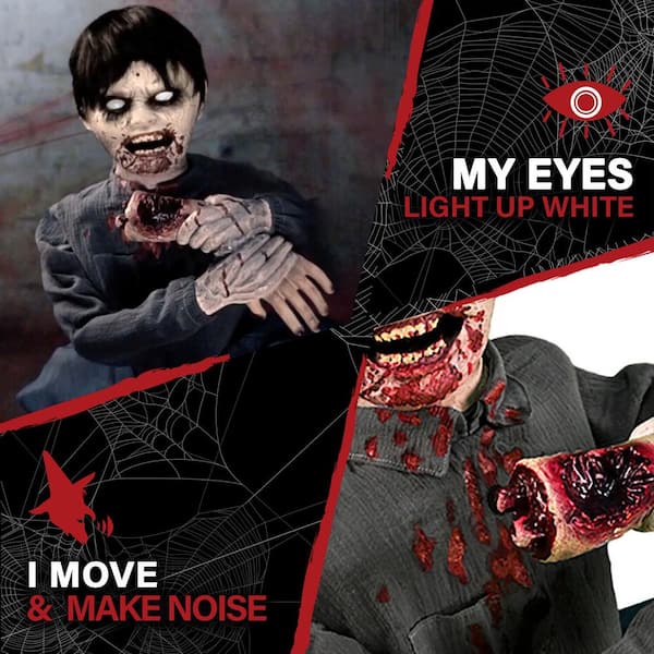 Haunted Hill Farm - 31 in. Limb Eating Zombie Boy by Tekky, Indoor or Covered Outdoor Premium Halloween Animatronic