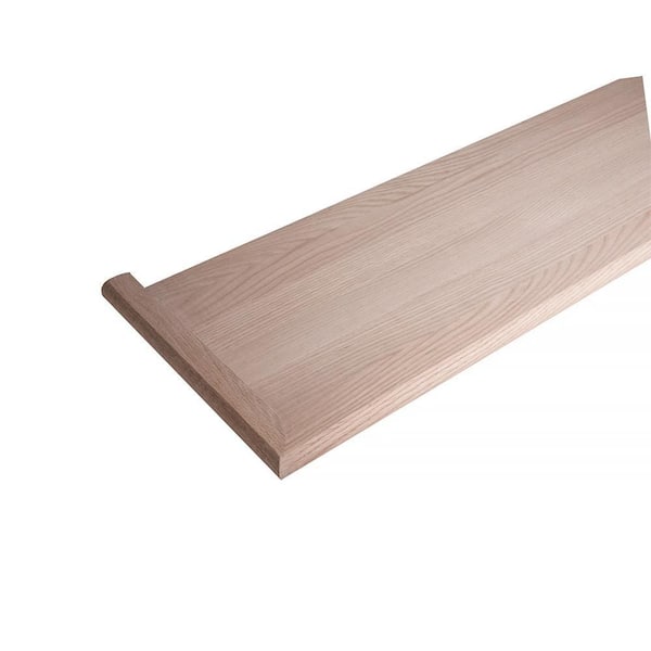 HOUSE OF FORGINGS 8070-MR 48 in. Reversible Mitered Return 11.5 in. x 1 in. Wooden Hardwood Staircase Tread for Stair Remodel