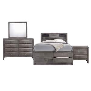 Madison 4-Piece Gray King Storage Bedroom Set