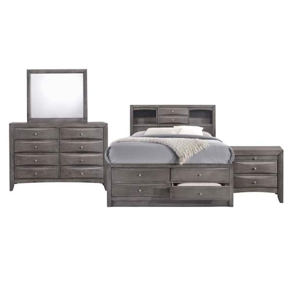 Picket House Furnishings Madison 4-Piece Gray King Storage Bedroom Set