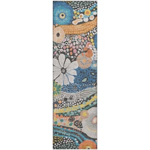 Mayfield Premium Machine Washable Abstract AMF2498 Granite 2 ft. x 7 ft. Runner Rug