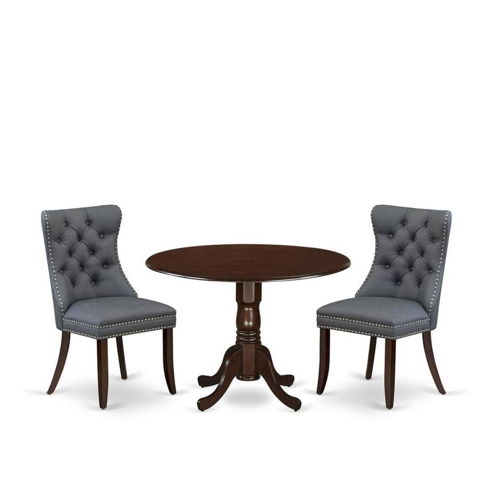 3-Piece Mahogany Finish Solid Wood Top-Round Dining Room Set with Dropleaf-Seats 4 price history on PriceWatchPro