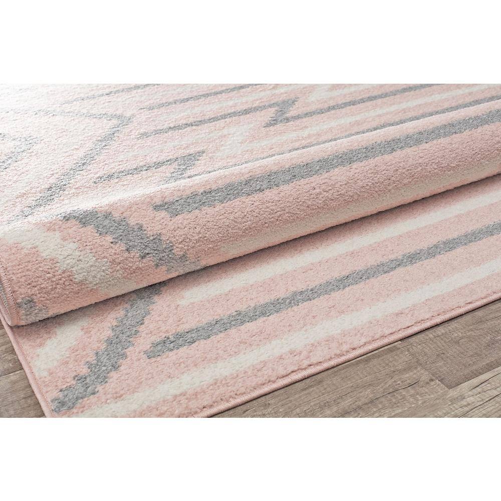6' x 9' Gray and Pink Geometric Synthetic Area Rug