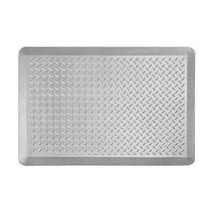 Silver Tread Plate Pattern 24 in. x 36 in. Anti-Fatigue Comfort Floor Mat (1-Pack)