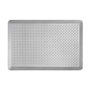 Silver Tread Plate Pattern 24 in. x 36 in. Anti-Fatigue Comfort Floor Mat (2-Pack)
