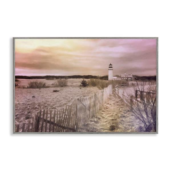 Stupell Industries Path To Lighthouse View by Graffi*tee Studios Gray Framed Coastal Giclee Art Print 12 in. x 18 in.
