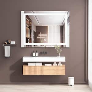 36 in. W x 28 in. H Small Rectangular Frameless Anti-Fog Touch Sensor Wall Mount Bathroom Vanity Mirror in Silver