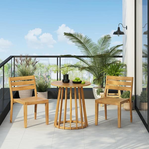 CHRISTOPHER KNIGHT HOME Calyrex Teak Acacia Wood Outdoor Patio Dining Side Chairs, Set of 2