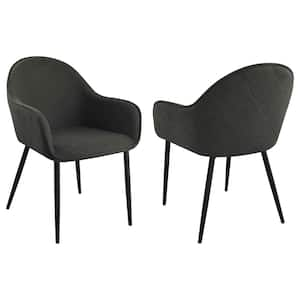 Emma Charcoal and Black Fabric Dining Arm Chair Set of 2