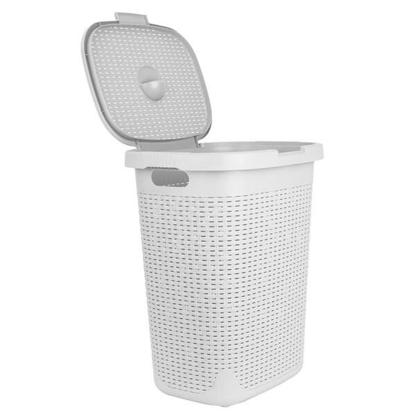 Details about   Mind Reader Laundry Basket Cutout Handles White Plastic Airflow Design 50-Liter 