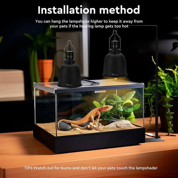 NEPTONION Reptile Reflector Dome Lamp Fixture, 5.5 Inch Deep Polished Aluminum UVB Light Fixture For Reptile Glass Terrariums Fit UVB UVA Bulb