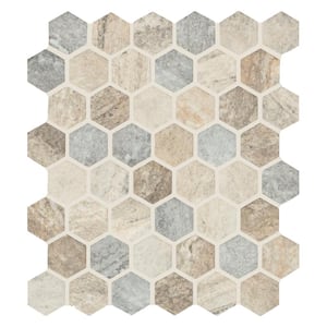 Stonella Hexagon 11.25 in. x 12.75 in. Glass Mesh-Mounted Mosaic Tile (14.7 sq. ft./Case)