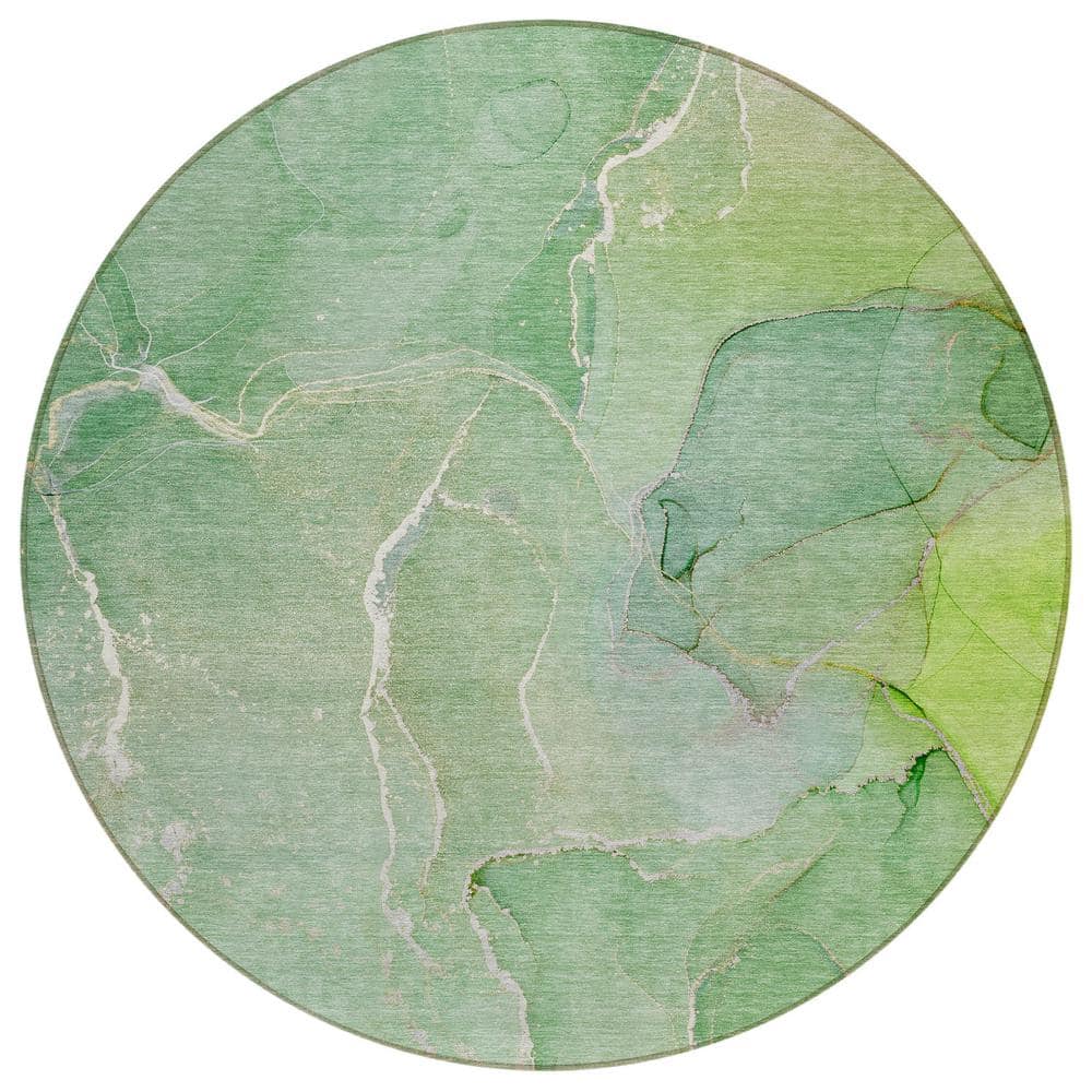 Chantille ACN511 Green 8 ft. x 8 ft. Round Machine Washable Indoor/Outdoor 