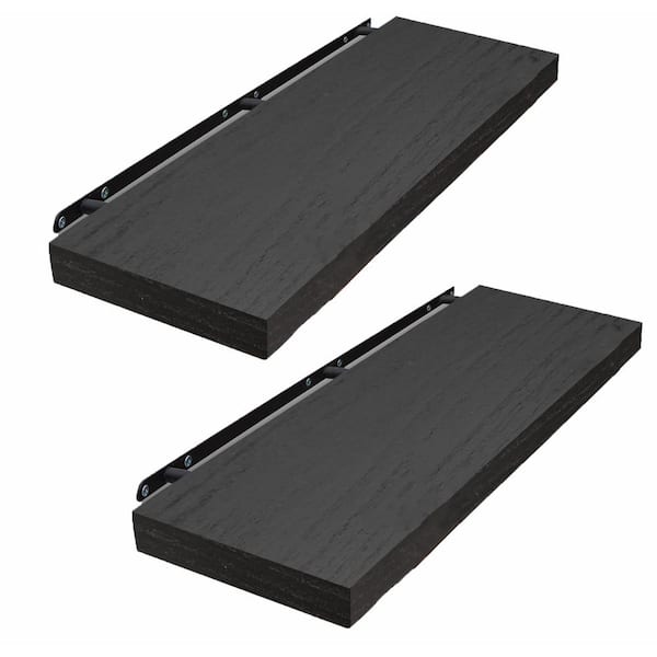 Unbranded 24 in. W x 6.7 in. D Black Floating Shelves Decorative Wall Shelf, (Set of 2)