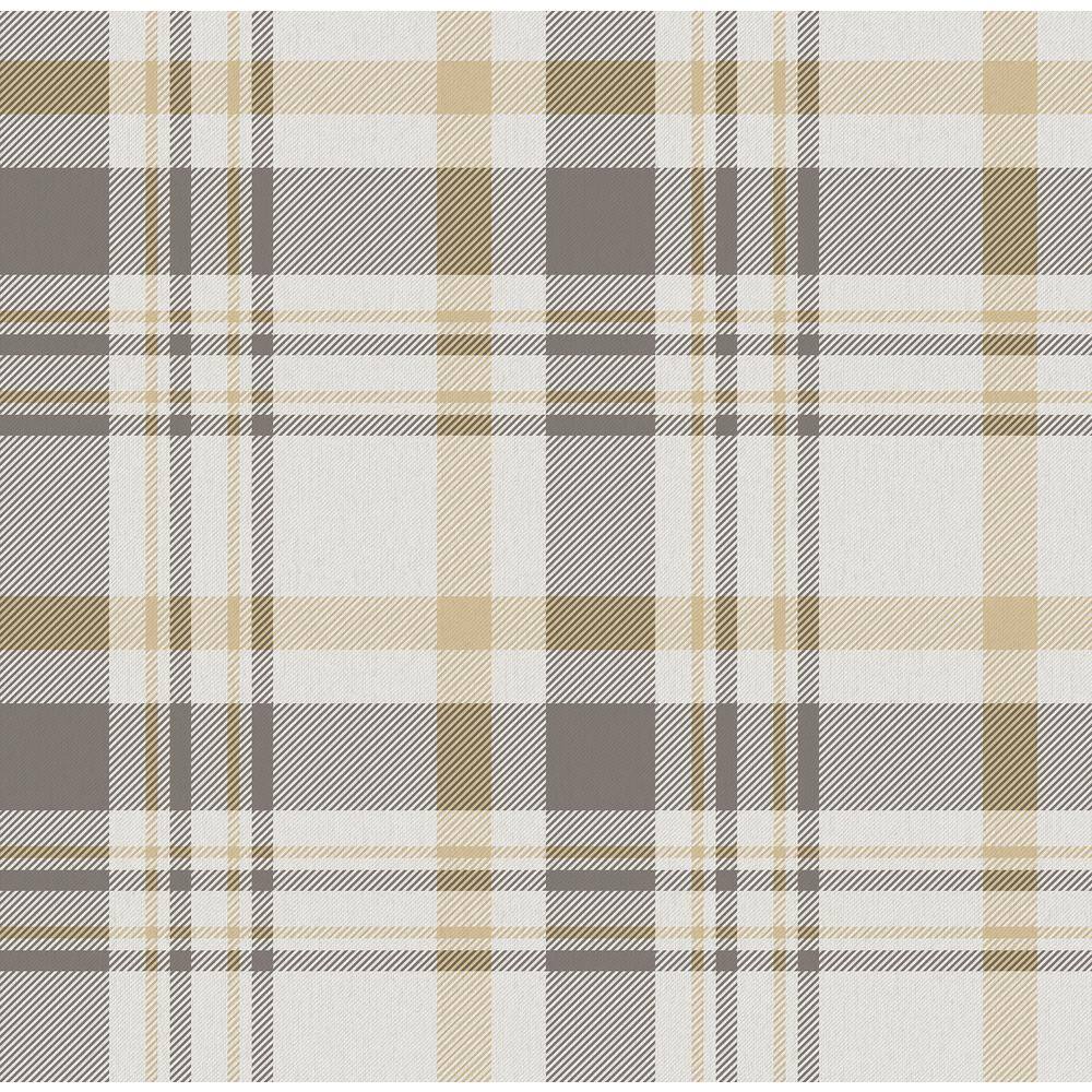 Spring Blossom Collection Check Plaid Yellow/Grey Matte Finish Non-Pasted N