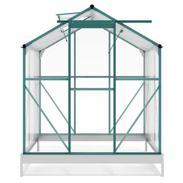 Unbranded 6.2 ft. W x 8.3 ft. D Outdoor Patio Walk-in Polycarbonate Greenhouse with 2 Windows and Base