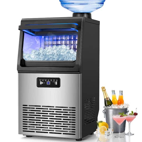 13.78 in. Stainless Steel 100 lb./24 H Freestanding Commercial Ice Maker Full Size Ice Cubes with 12 lbs. Ice Storage