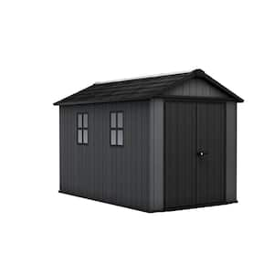 Newton Plus 7.5 ft. W x 11 ft. D Durable Resin Plastic Storage Shed with Floor Graphite 70 sq. ft.