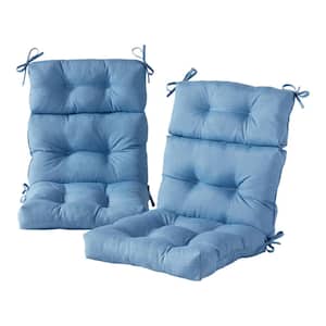 22 in. x 44 in. Outdoor High Back Dining Chair Cushion in Denim (2-Pack)