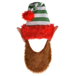 24 in. x 12 in. Elf Christmas Hat with Beard (2-Pack)