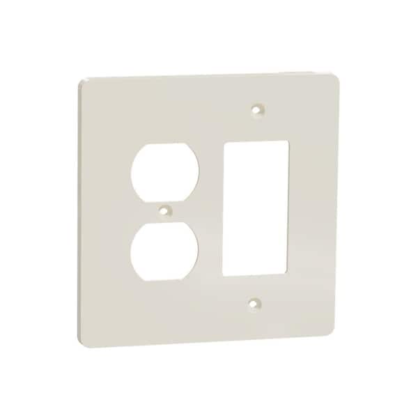 Square D X Series 2-Gang Midsize Plus Combination Decorator/Rocker Duplex Outlet Wall Plate Matte Light Almond