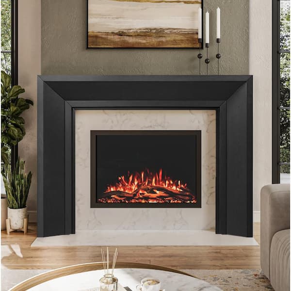 Everly 80 in. x 54 in. Overall Dims Full Surround Fireplace Wood Mantel 56 in. x 42 in. Interior Opening in Sable Stain